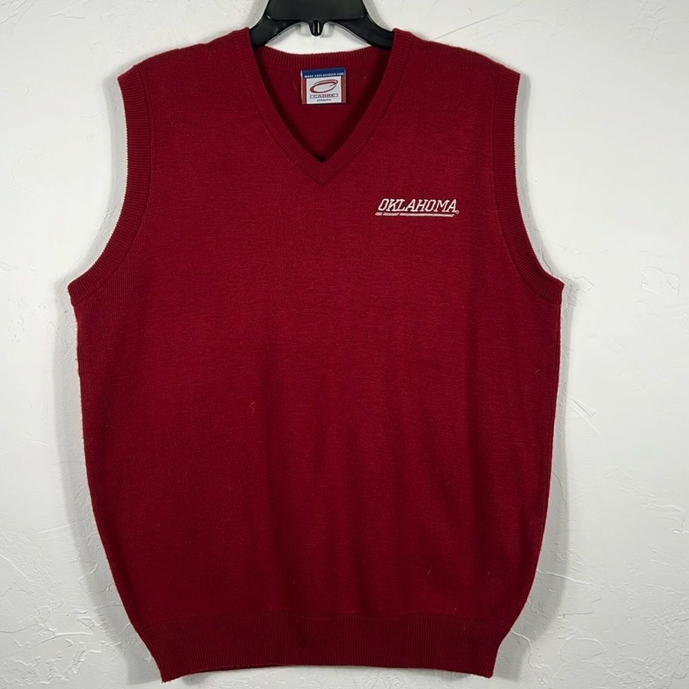 🏈⛳️🏌️ Vintage OKLAHOMA SOONERS College Golf Sweater Vest Men Sz Lg - EXCELLENT